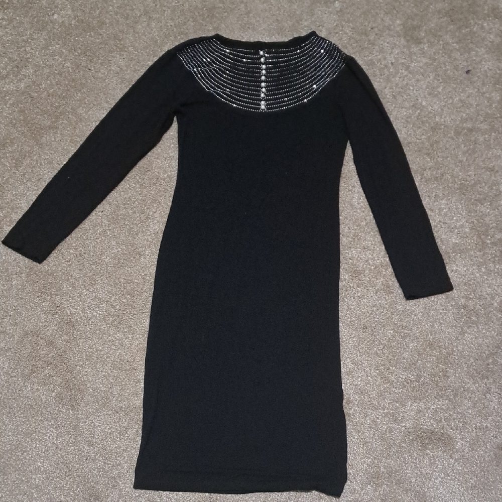Black Long Sleeve Sheath Dress